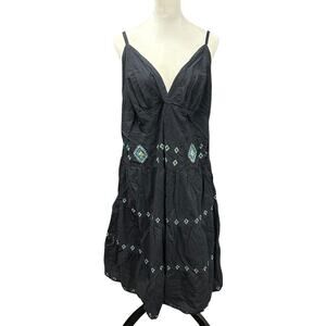Boho Festival Embroidered Sundress Torrid Black Cotton Summer Dress Size 22
